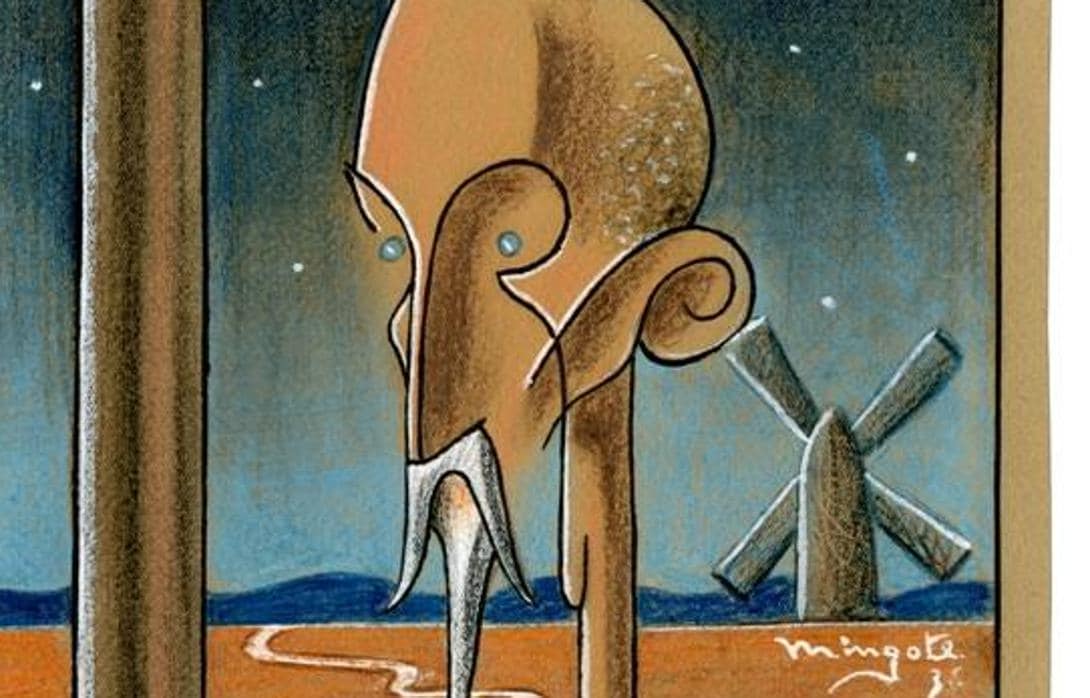 Detalle del dibujo del «Quijote», que un joven Antonio Mingote presentó en 1936 a un concurso de portadas de ABC