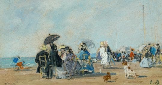 «En la playa de Trouville» (1863), pastel de Boudin