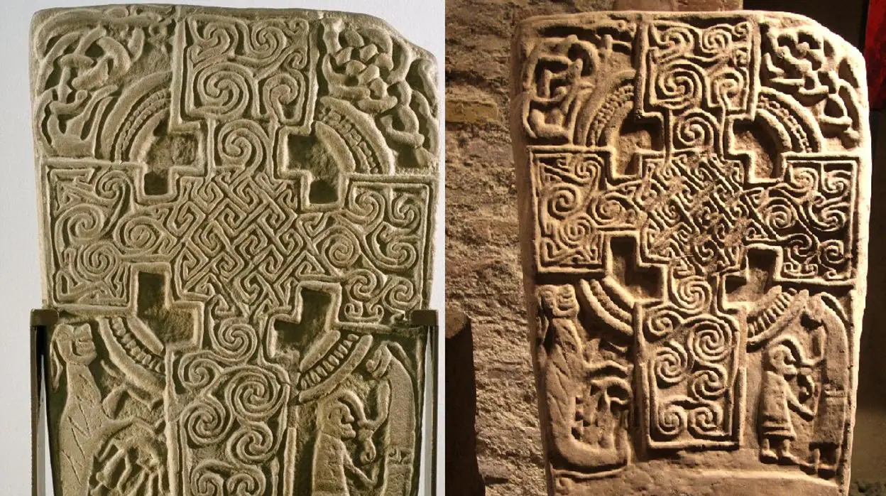 La cruz de Inchbrayock y la lápida del Museo de Álora
