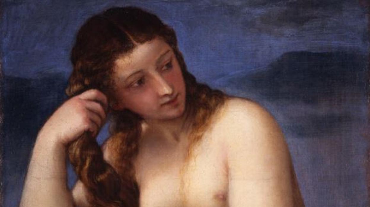 Detalle de «Venus saliendo del mar» de Tiziano