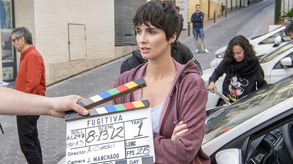 La actriz sevillana Paz Vega durante el rodaje de «Fugitiva», de Antonio Cuadri