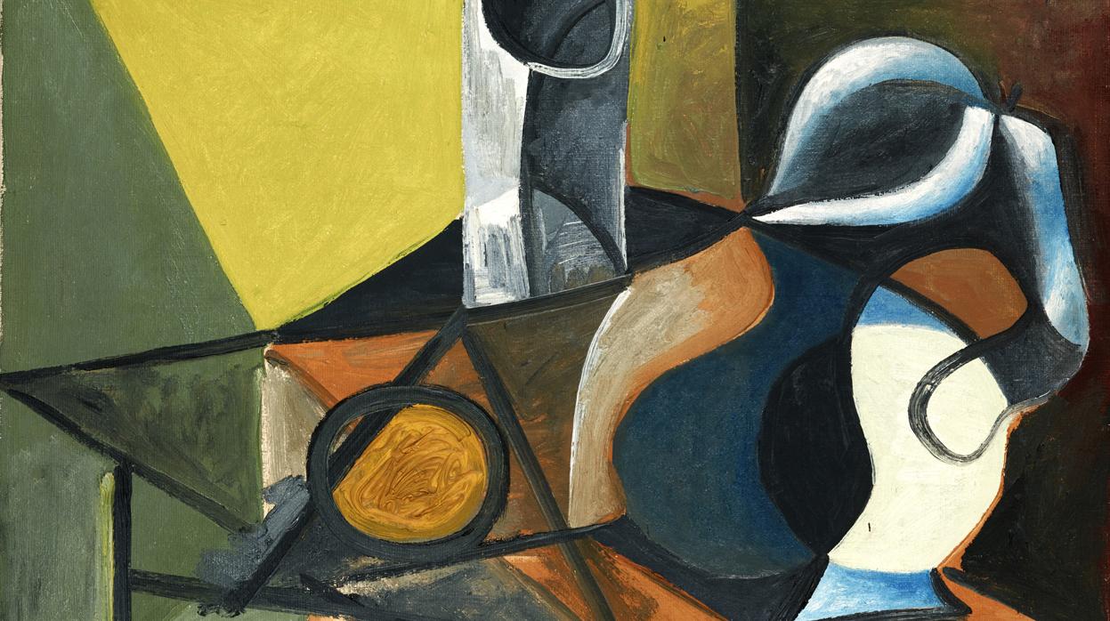 Detalle de «Bodegón con jarra, vaso y naranja» (1944), de la muestra del Museo Picasso-Málaga