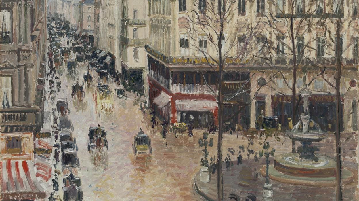 «Rue Saint-Honoré por la tarde. Efecto de lluvia», de Pissarro