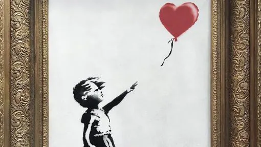 Detalle de la famosa pieza «Niña con globo» de Banksy