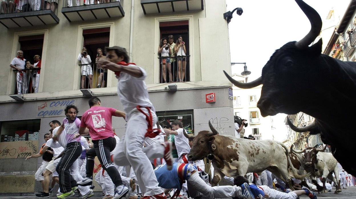 Encierro en las calles de Pamplona