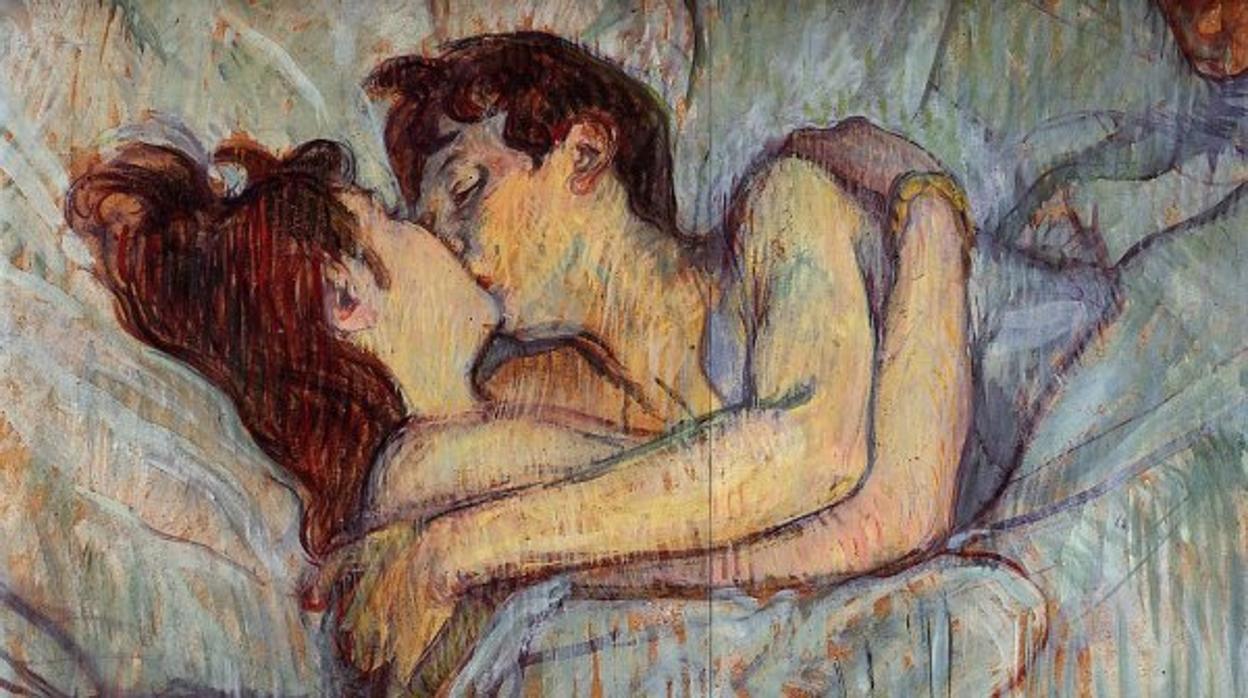 Detalle de «En la cama: el beso», de Toulouse-Lautrec