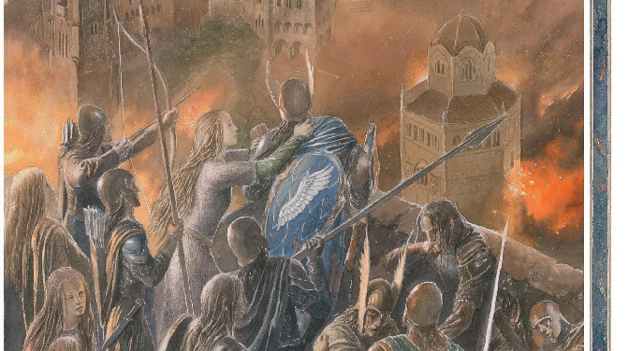 Detalle de una ilustración de Alan Lee para «La caída de Gondolin»