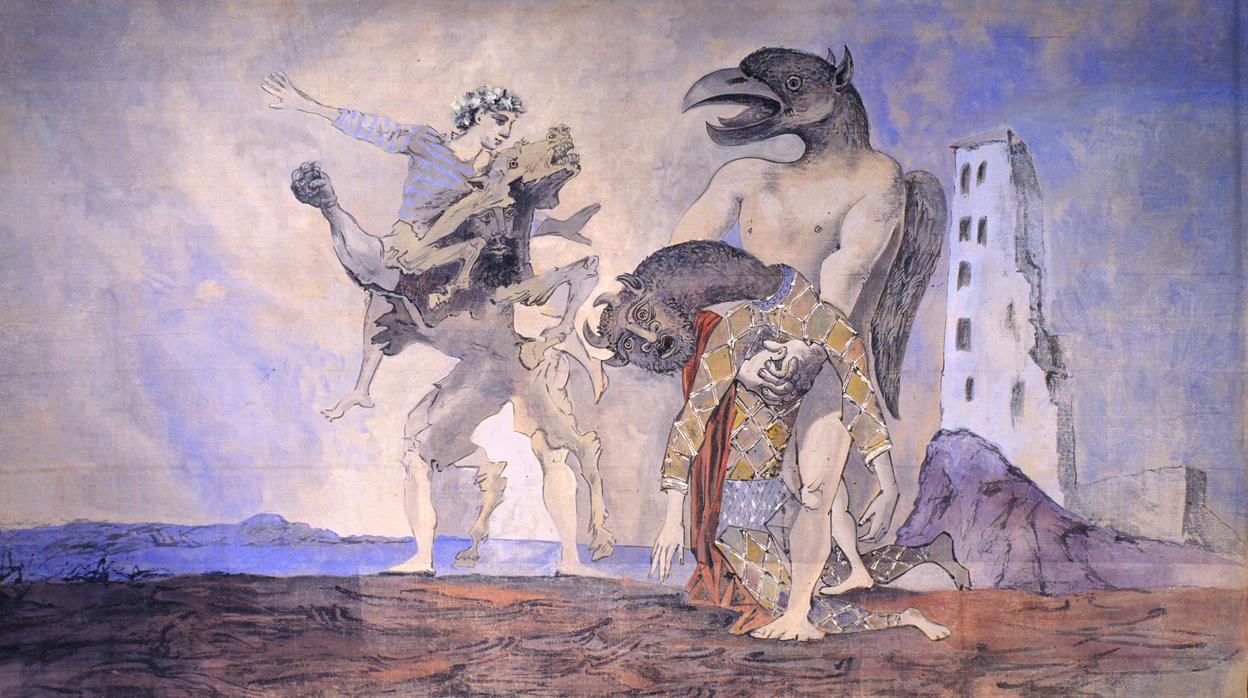 «La Dépouille du Minotaure en costume d'Arlequin», telón de Picasso