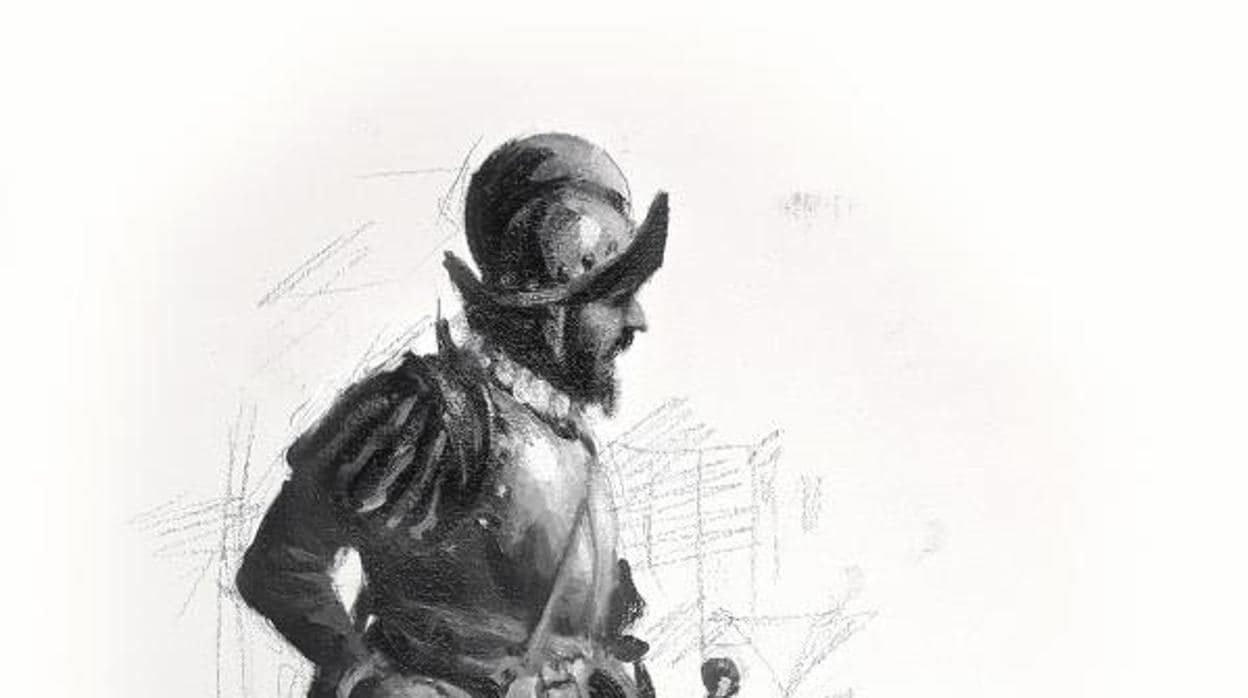 Ilustración de Hernán Cortés por Ferrer Dalmau