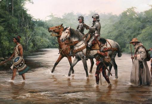 «El camino de Cortés», pintura de Augusto Ferrer Dalmau