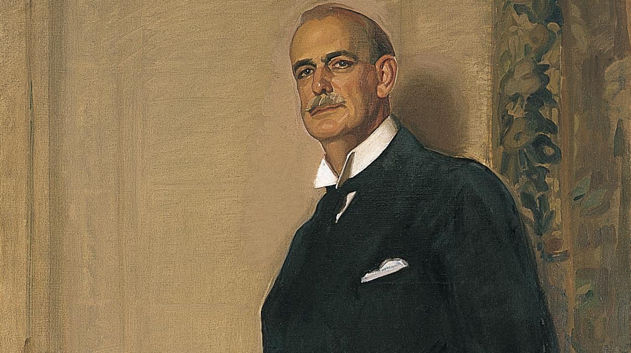 Detalle del retrato de Archer M. Huntington, pintado en 1930 por José López Mezquita