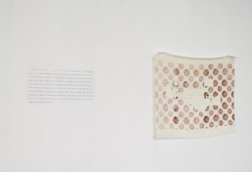 «Otro cuarto (III)». Electrografía sobre seda y transfer sobre pared. 30 x 40 cm