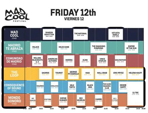 Este es el horario del Mad Cool Festival 2019