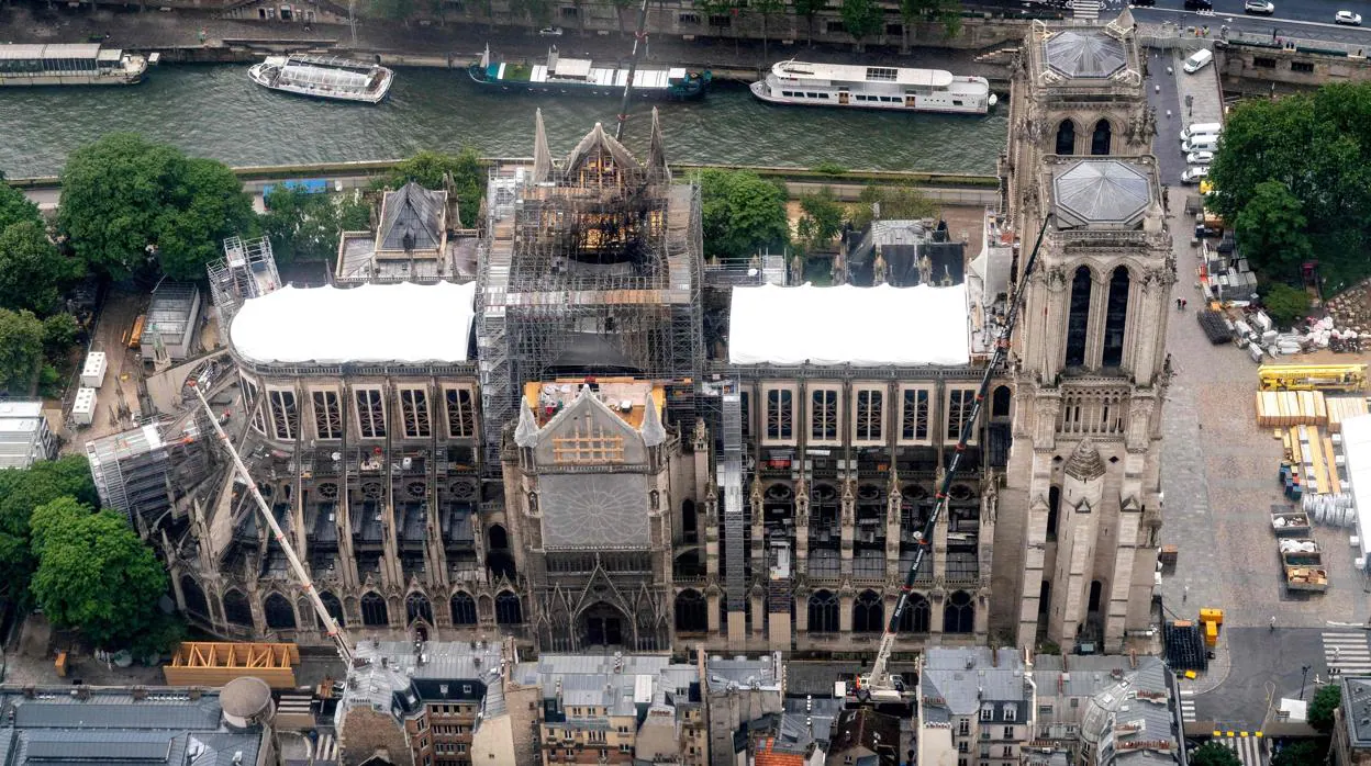 Vista aérea de Notre Dame, el pasado 12 de junio