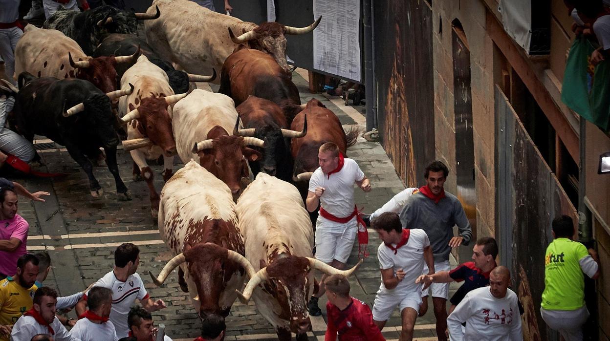 «Ronaldo» y «Sevillano» se posicionaron a la cabeza del trepidante encierro de Cebada