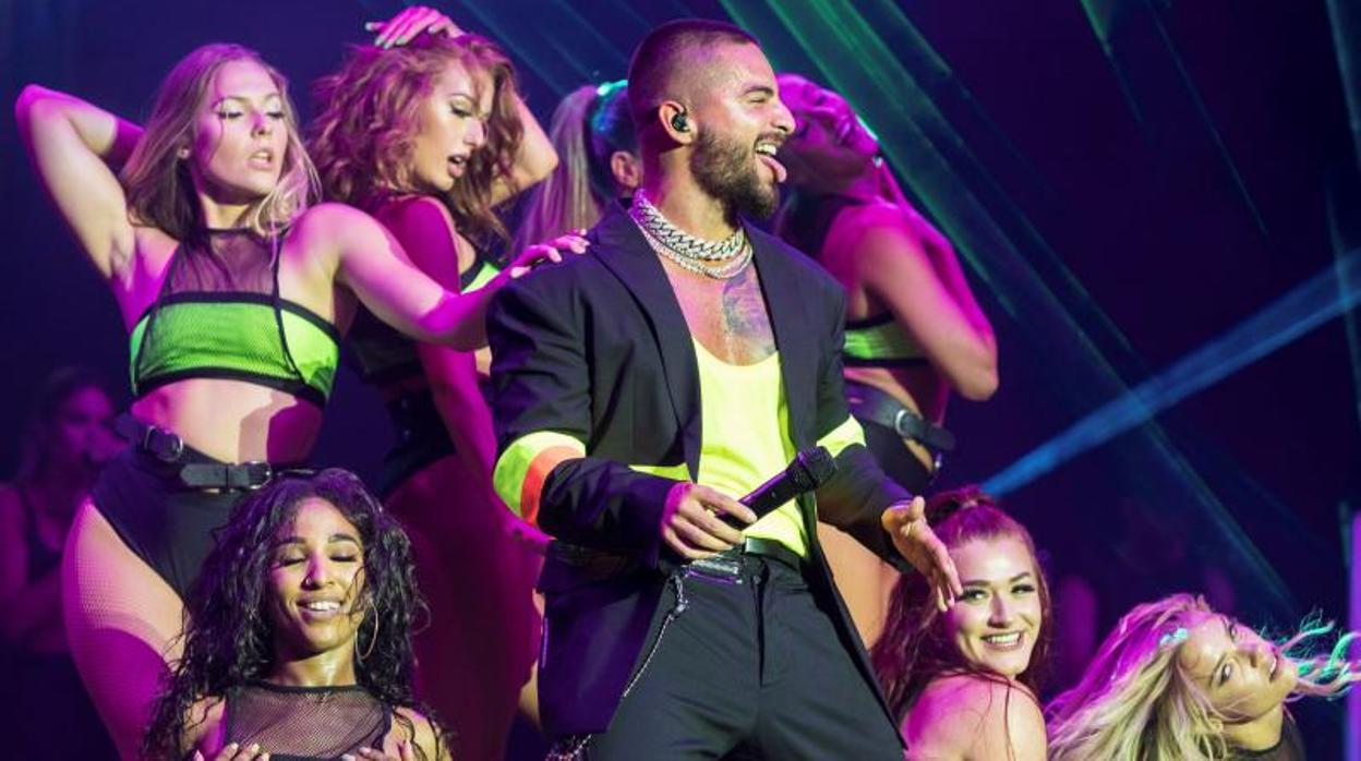 Maluma, durante su actuación anoche en el Festival Cap Roig