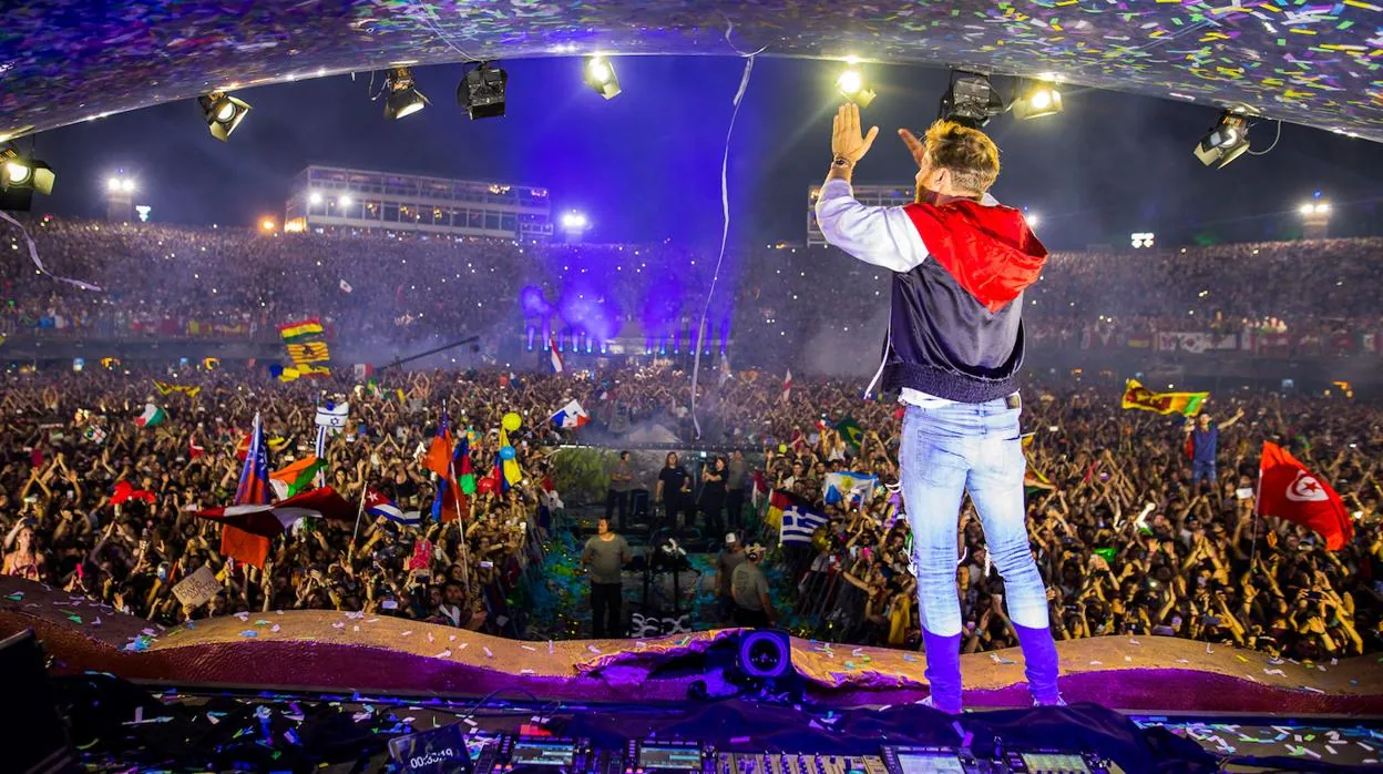David Guetta, durante su actuación en el festival de música electrónica de baile en 2018