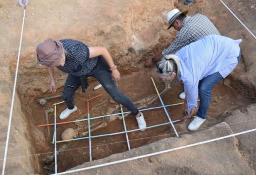 Detalle de la excavación en Mavropigi (Grecia)