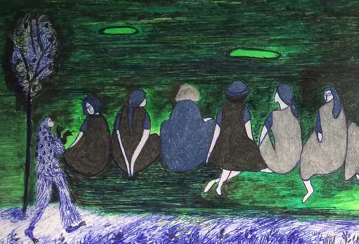 Detalle de uno de los dibujos de la serie «Congregación»