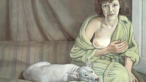 Mujer con perro blanco (1950-51), de Freud