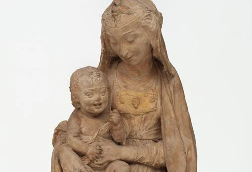 Detalle de «Virgen con el Niño riendo», terracota atribuida a Leonardo