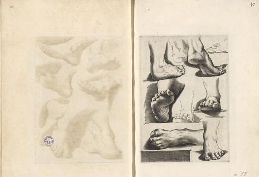 Scuola perfetta per imparare a disegnare, Roma, Pietro Stefanoni (P.S.F.), [primera edición h. 1609-14], edición de mediados del siglo XVII AGOSTINO CARRACCI (1557-1602) y otros LUCA CIAMBERLANO (act. 1599-1641) y otros (grabador) PIETRO STEFANONI (1557-h. 1642) (editor) Frontispicio, 49 estampas (buril)