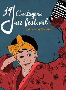 Cartel del Cartagena Jazz Festival de 2019, dedicado a Omara Portuondo v
