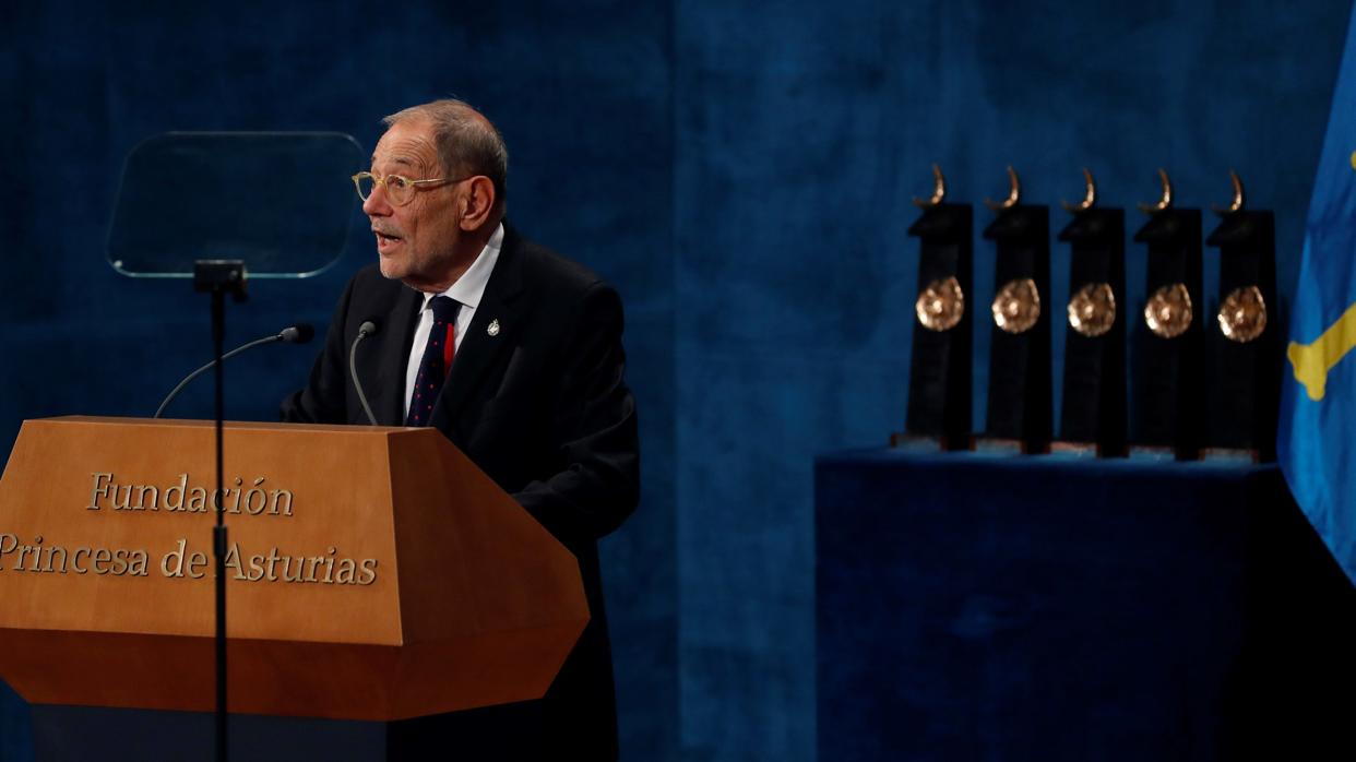 Javier Solana, durante su discurso en los premios Princesa de Asturias 2019