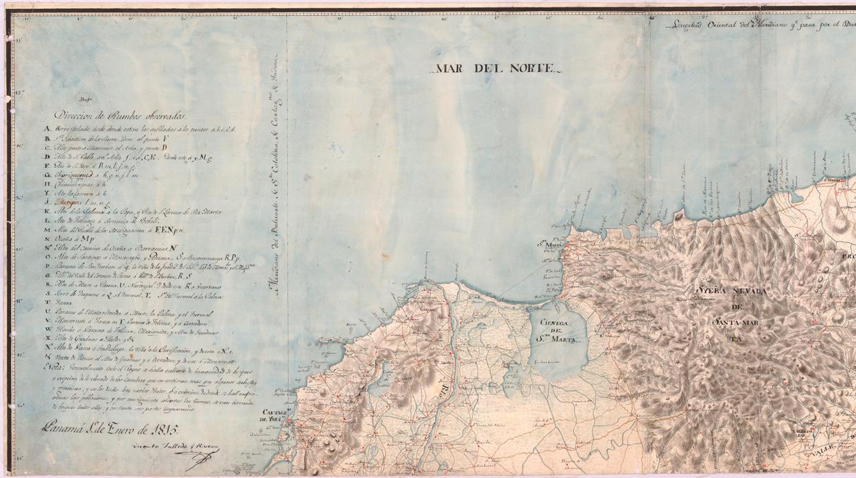 Fragmento del mapa creado por Talledo, que corresponde a Cartagena de Indias