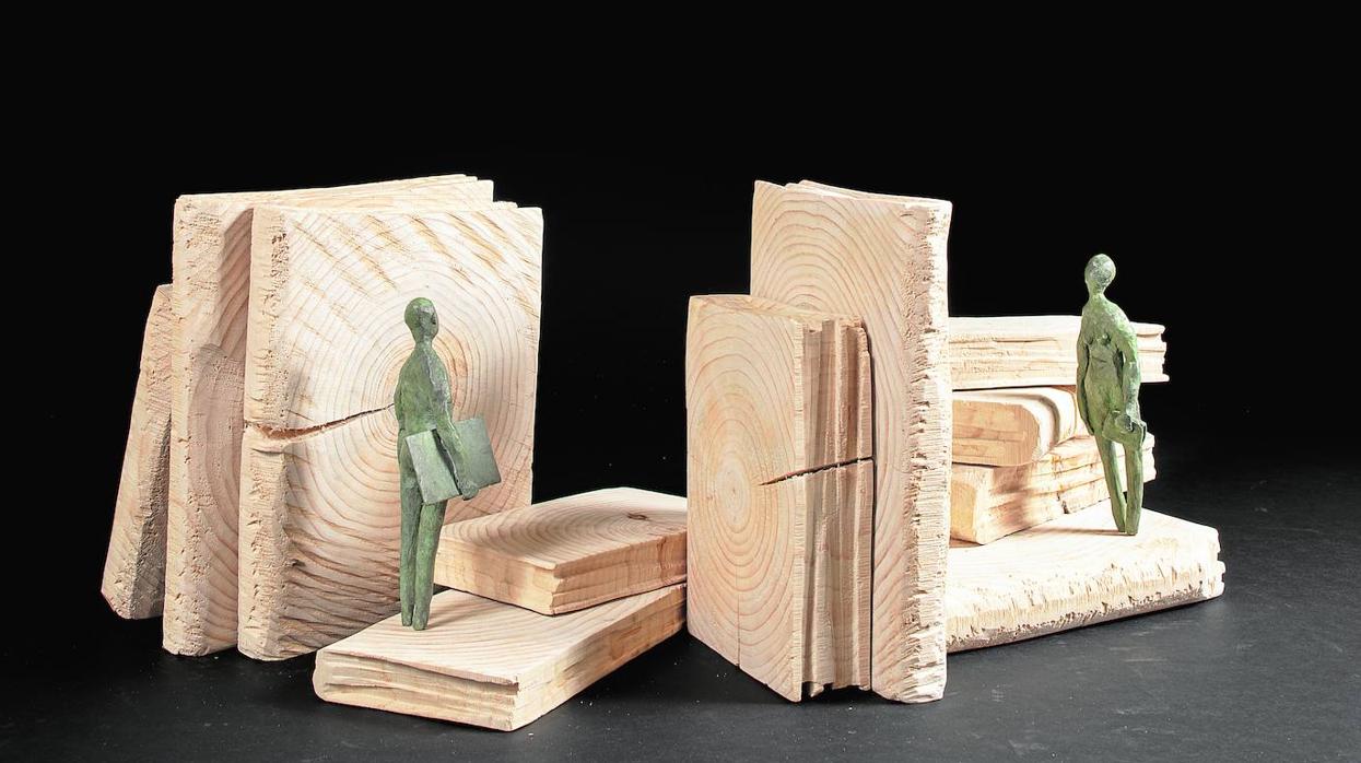 «Entre líneas», una de las esculturas que Mariano Vilallonga expone en Ansorena