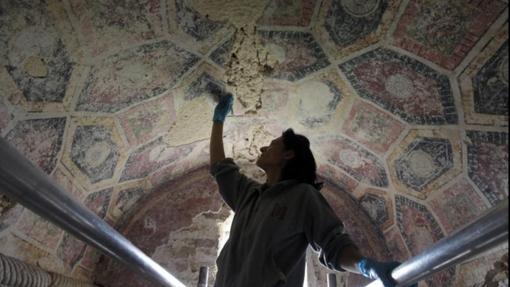 Pinturas murales descubiertas en San Miguel de Lillo