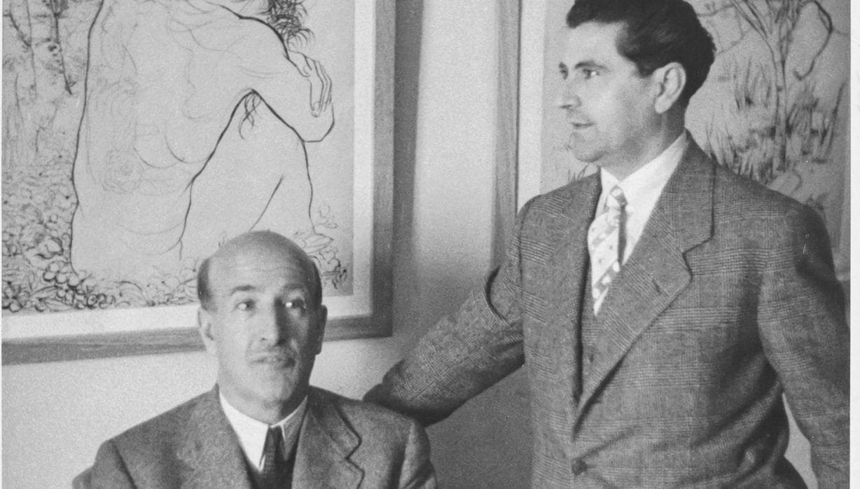 Vicente Aleixandre y Gregorio Prieto, fotografiados hacia 1935