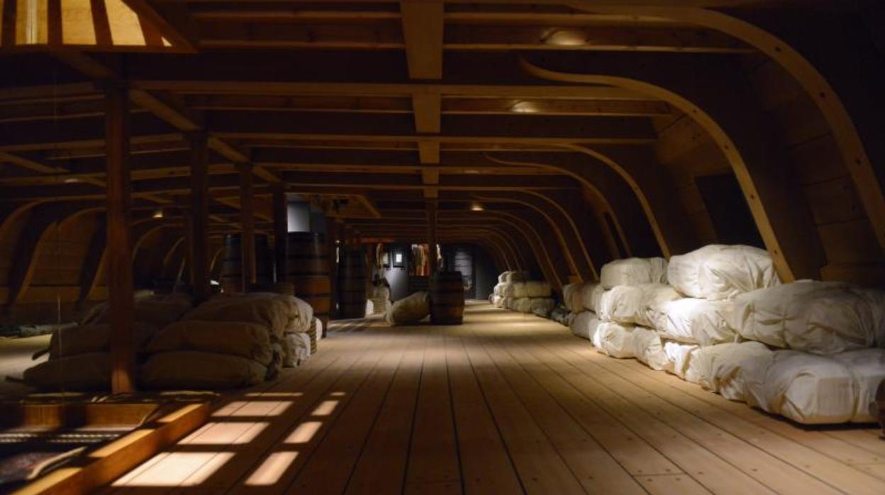 Recreación de la cubierta del Galeón de Manila, realizada en el Museo Naval para la exposición dedicada a esta ruta que estuvo abierta 250 años