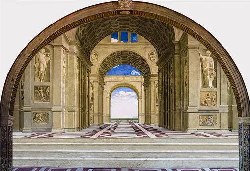 La Escuela de Atenas, pintada por Rafael en las Estancias Vaticanas, sin personajes