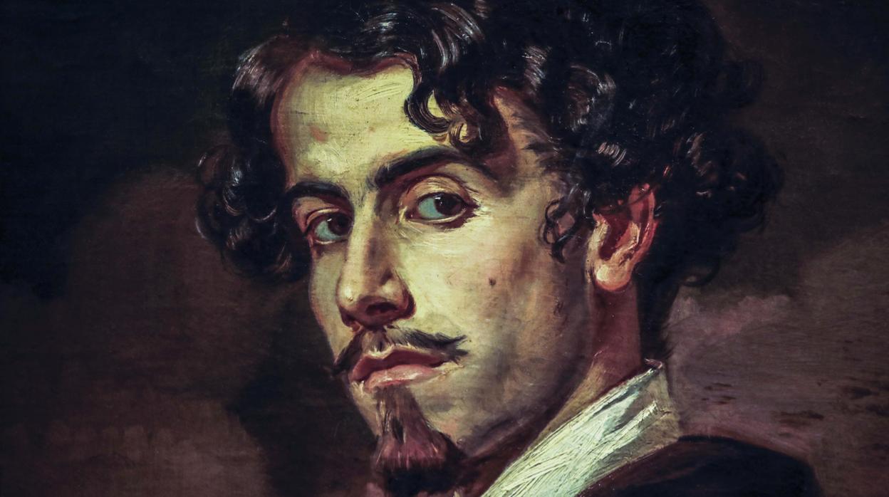 Detalle del retrato que Valeriano Bécquer pintó de su hermano Gustavo Adolfo