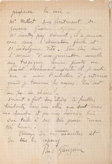 Fragmento de la carta, con la firma de Gauguin