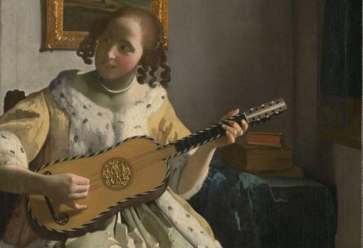 Detalle de «La guitarrista», de Vermeer