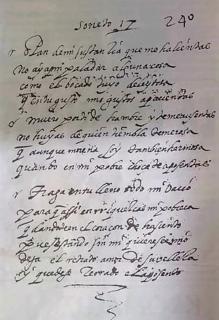 Manuscrito del soneto 17