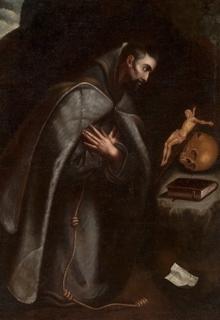 «San Francisco arrodillado en meditación», de Mariana de la Cueva y Barradas