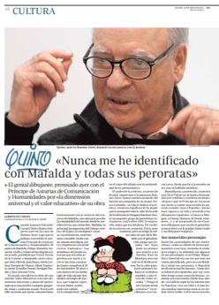 Quino, en ABC: «Nunca me he identificado con Mafalda y todas sus peroratas»