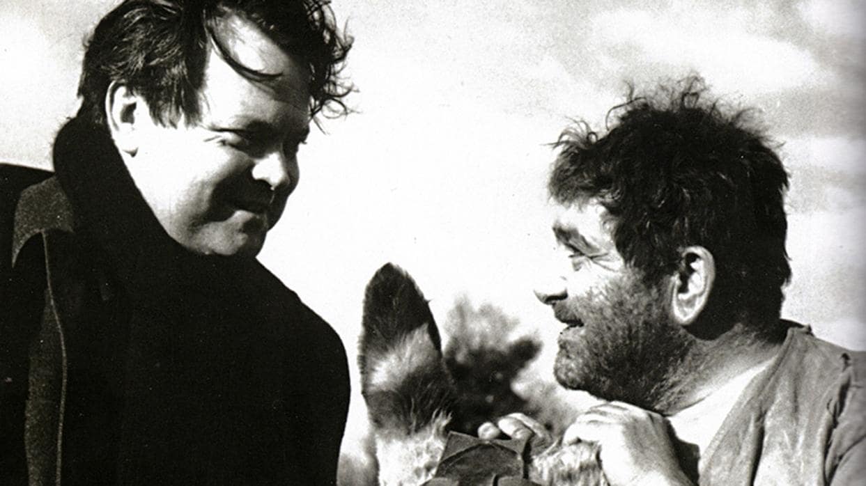 Orson Welles (izquierda) durante el rodaje de «Don Quijote»
