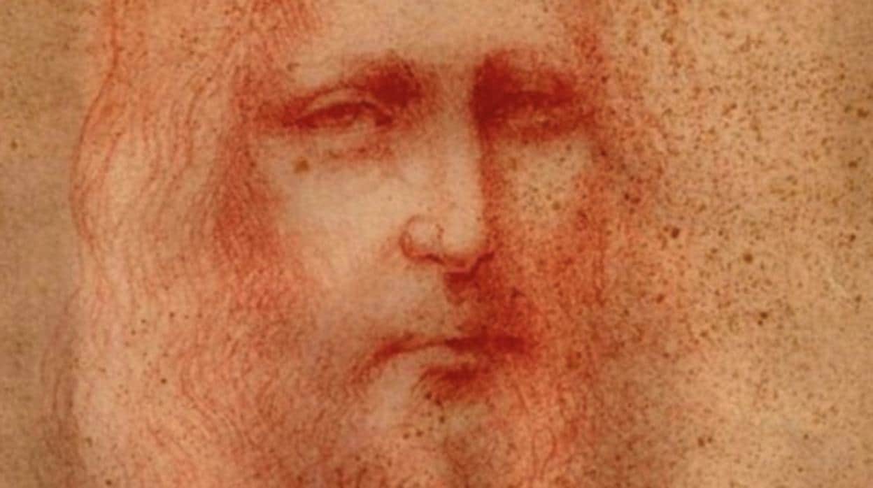 Detalle del dibujo de Cristo atribuido a Leonardo