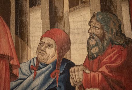 Rafael retrató a León X y Janus Lascaris en el noveno y último tapiz