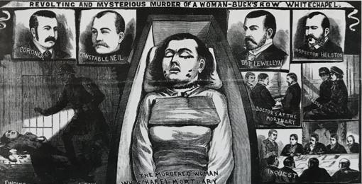 Detalle de la portada del «Illustrated Police News» del 8 de septiembre de 1888 que describe el asesinato de Polly Nichols