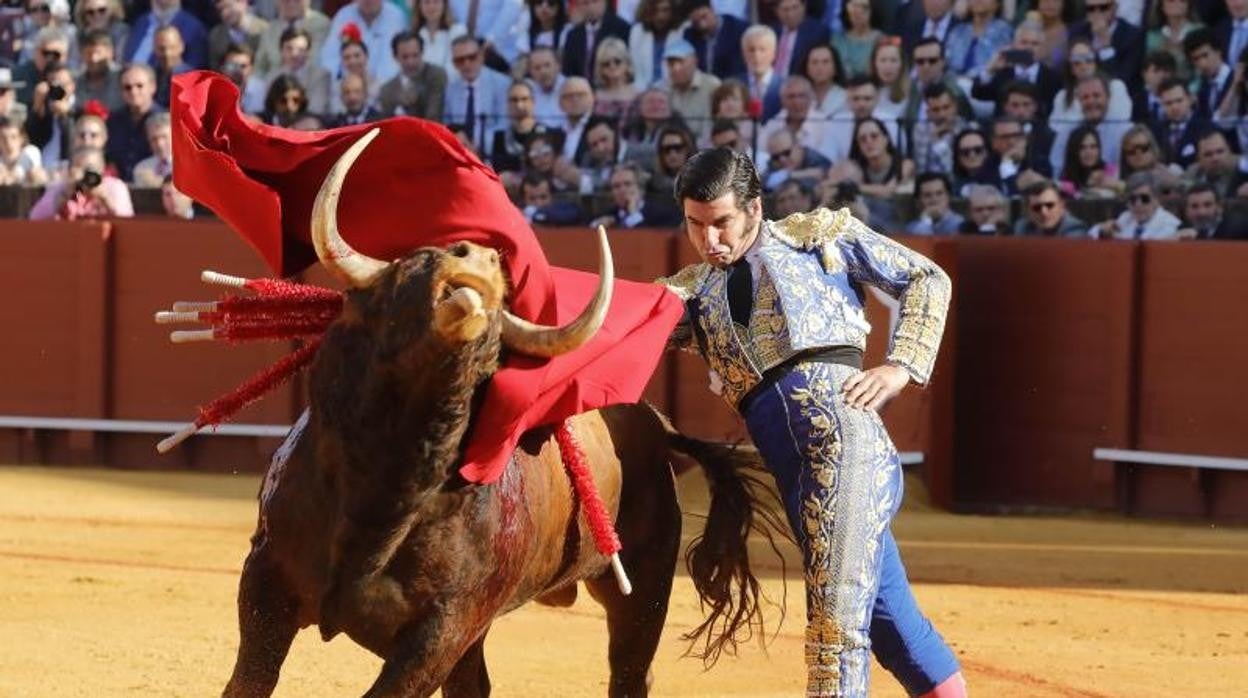 Morante de la Puebla, en un pase de pecho en la Maestranza