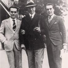 Federico García Lorca, Pedro Salinas (en el centro) y Rafael Alberti, en Madrid
