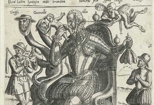 Uno de los populares grabados usado por la propaganda protestante muestra a Alba comiéndose un bebé.