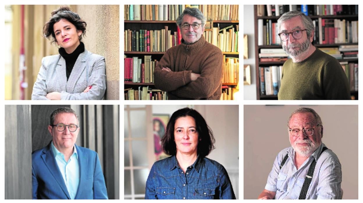 De izquierda a derecha: Ana Iris Simón, Andrés Trapiello, Antonio Muñoz Molina , Luisgé Martín, Rosa Belmonte y Fernando Savater
