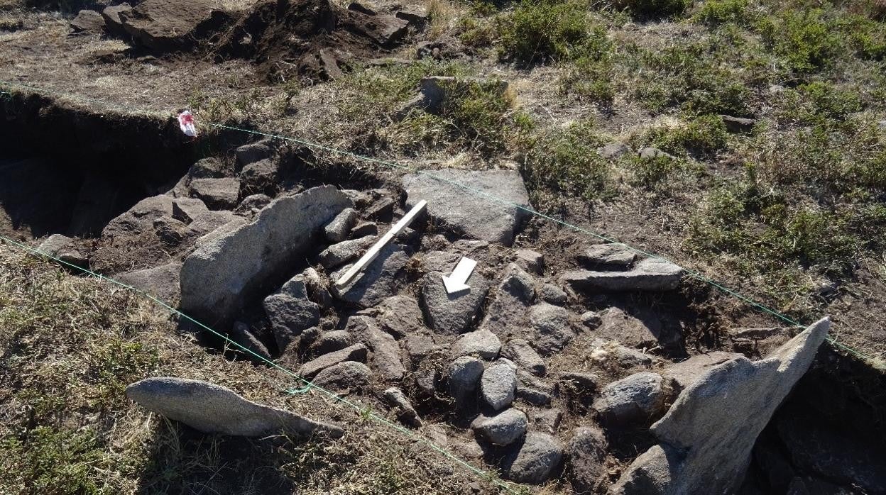 Detalle de un sondeo en el campamento romano de Lomba do Mouro