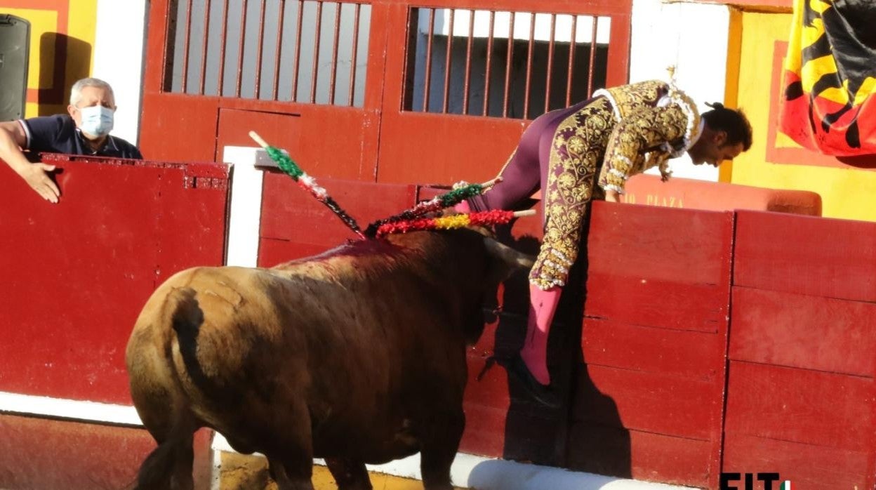 Antonio Ferrera, en un momento de su percance en Badajoz